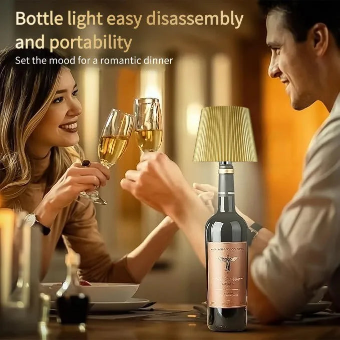 Rechargeable LED Wine Bottle Topper Lamp – Touch Control, 3 Dimmable Light Modes