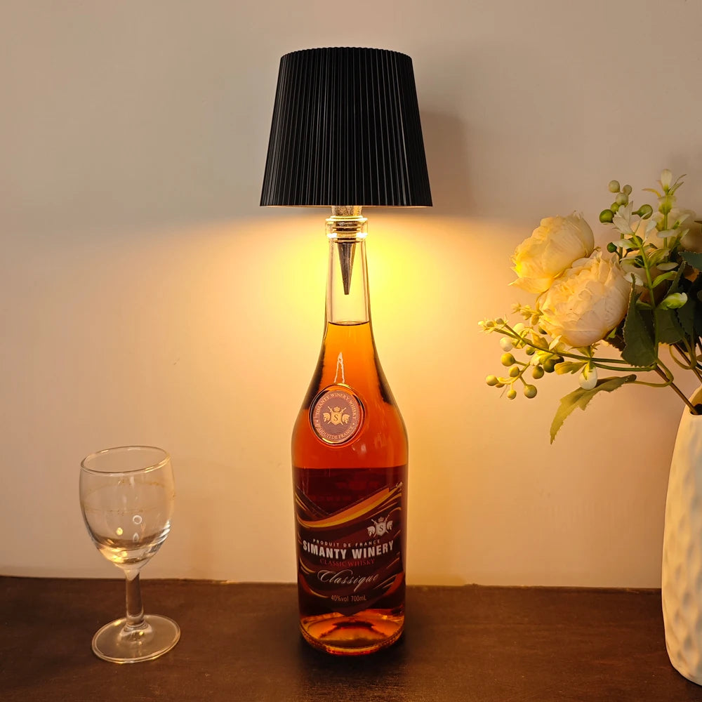 Rechargeable LED Wine Bottle Topper Lamp – Touch Control, 3 Dimmable Light Modes