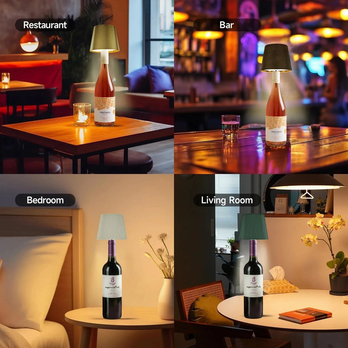 Rechargeable LED Wine Bottle Topper Lamp – Touch Control, 3 Dimmable Light Modes