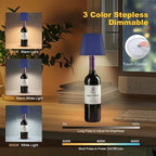 Rechargeable LED Wine Bottle Topper Lamp – Touch Control, 3 Dimmable Light Modes