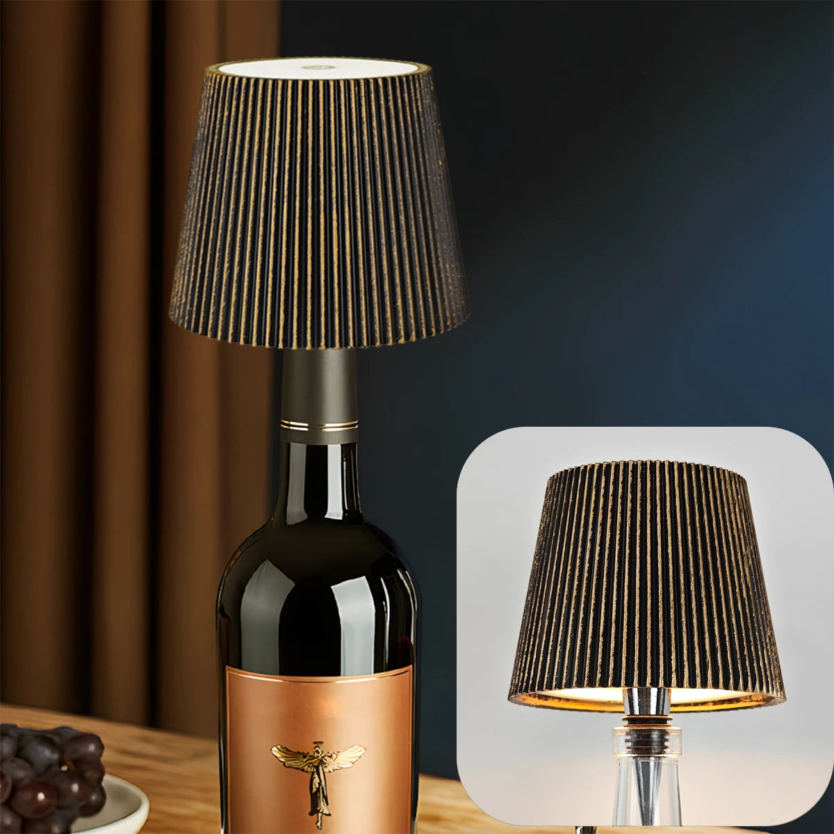 Rechargeable LED Wine Bottle Topper Lamp – Touch Control, 3 Dimmable Light Modes