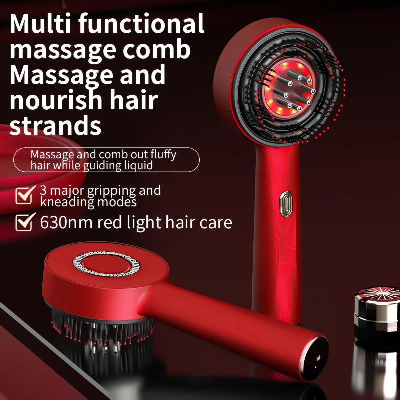 Red Light Scalp Massager Comb with Serum Applicator – 3 Massage Modes, Rechargeable
