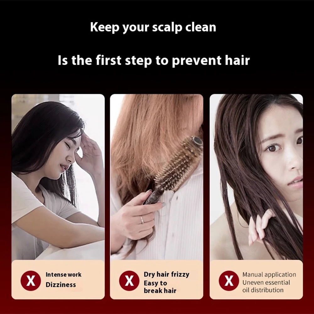 Red Light Scalp Massager Comb with Serum Applicator – 3 Massage Modes, Rechargeable