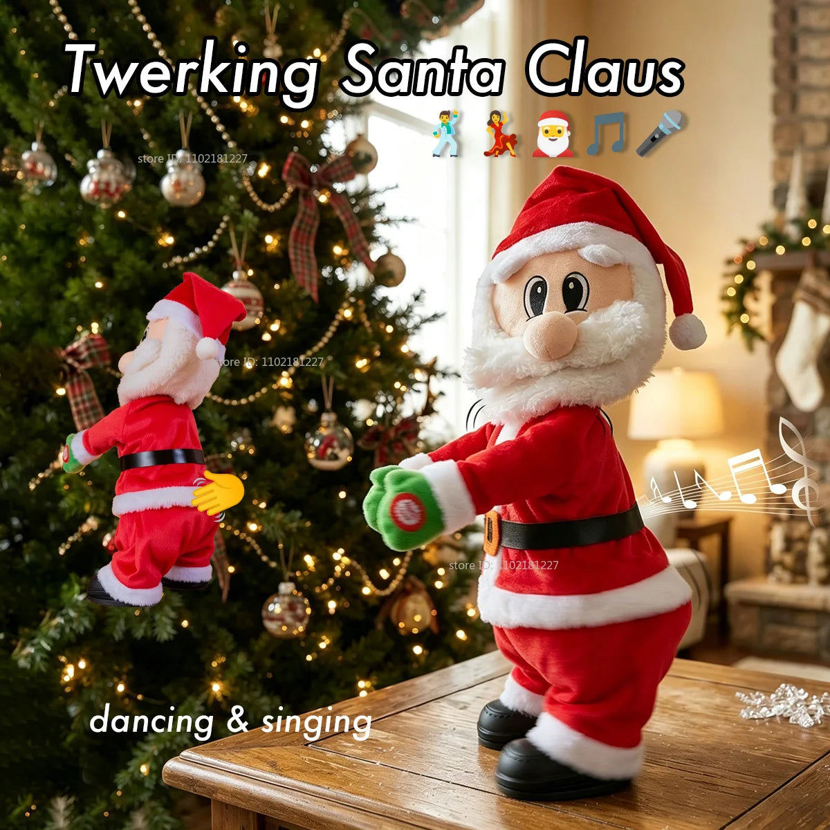 Dancing Twerking Santa Claus – Musical Battery-Powered Christmas Decoration, 35 cm