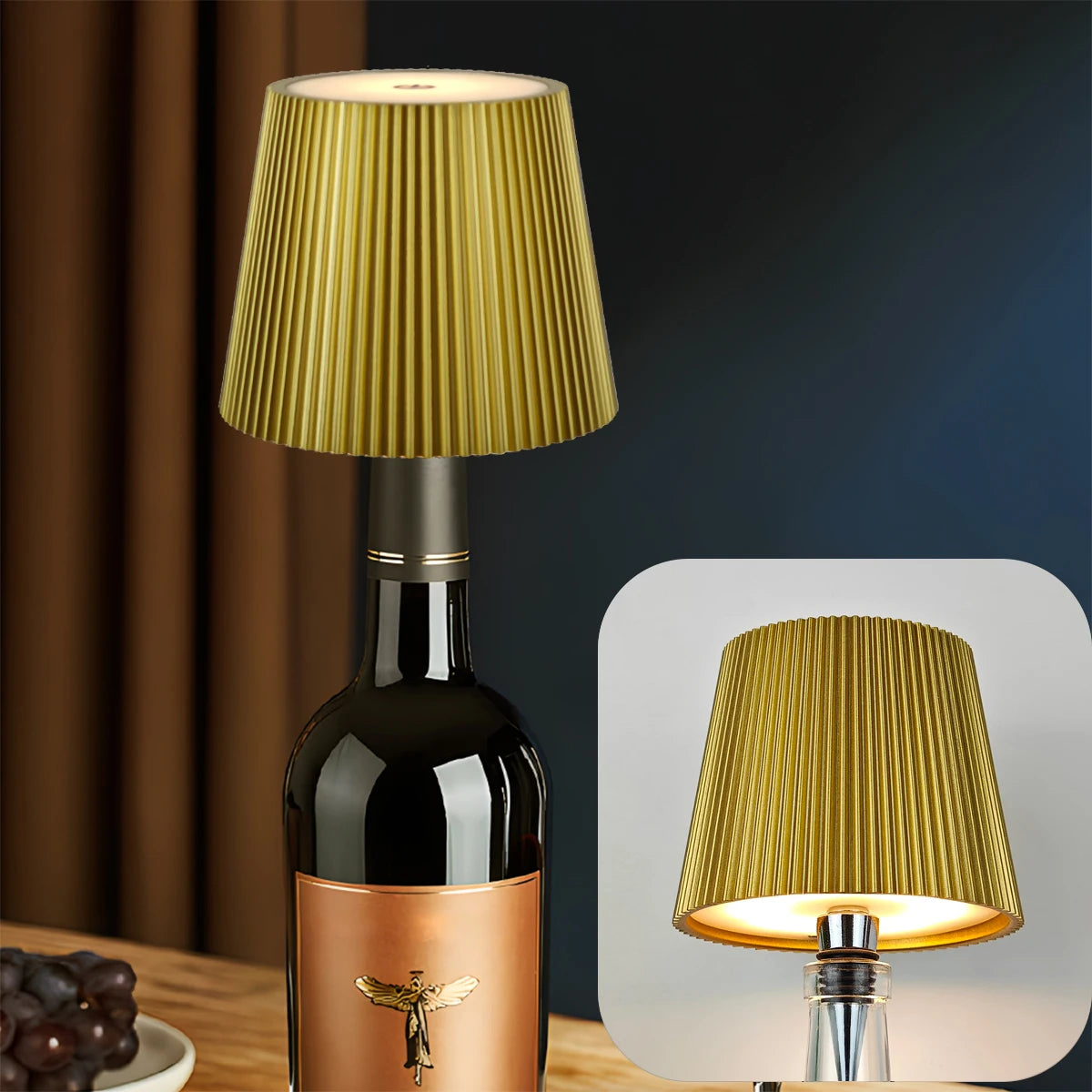 Rechargeable LED Wine Bottle Topper Lamp – Touch Control, 3 Dimmable Light Modes