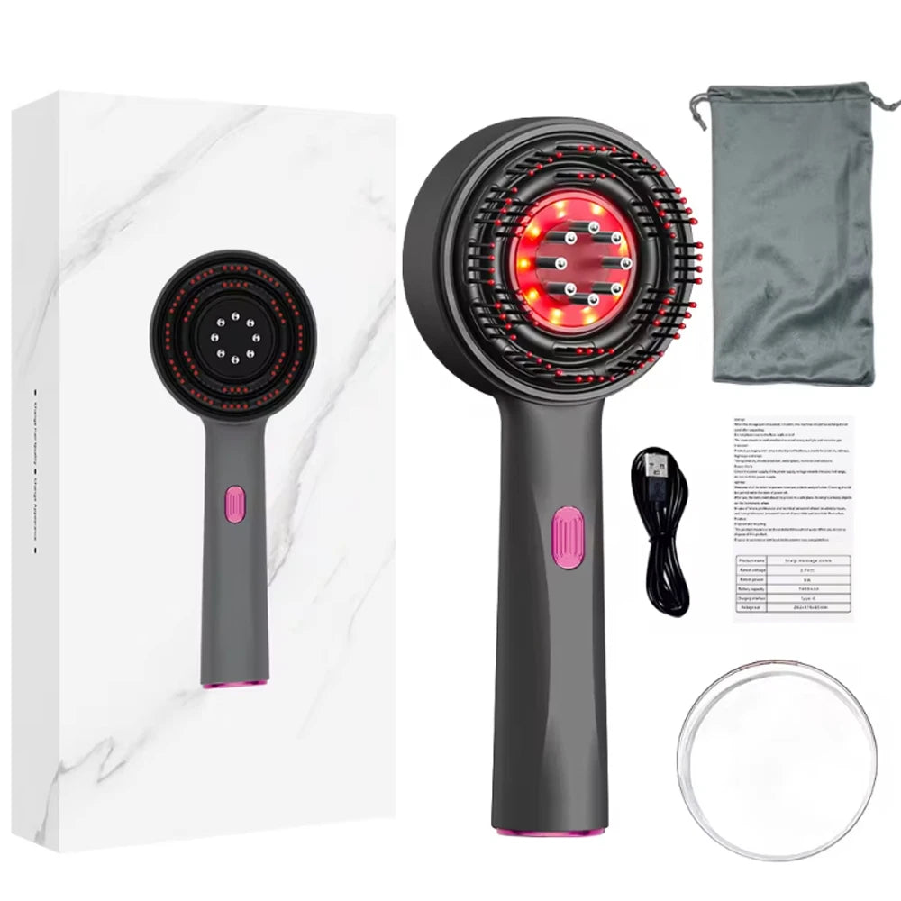 Red Light Scalp Massager Comb with Serum Applicator – 3 Massage Modes, Rechargeable