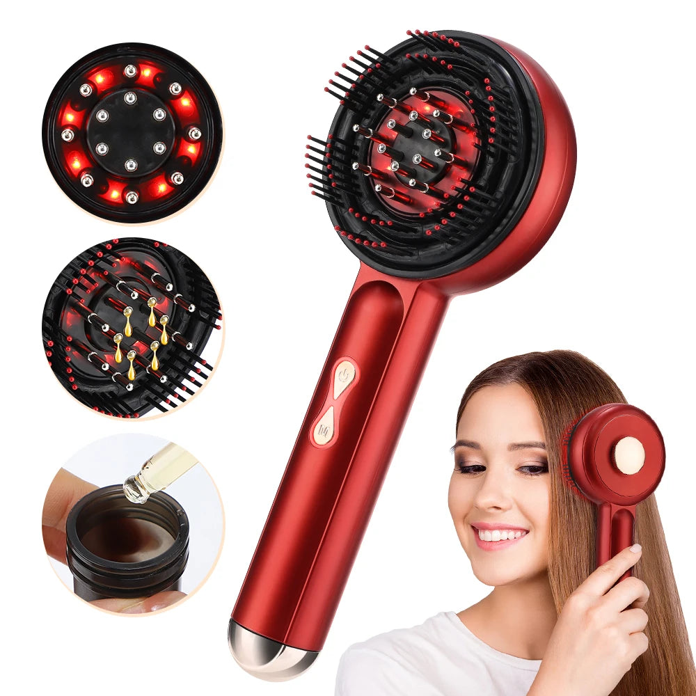 Red Light Scalp Massager Comb with Serum Applicator – 3 Massage Modes, Rechargeable
