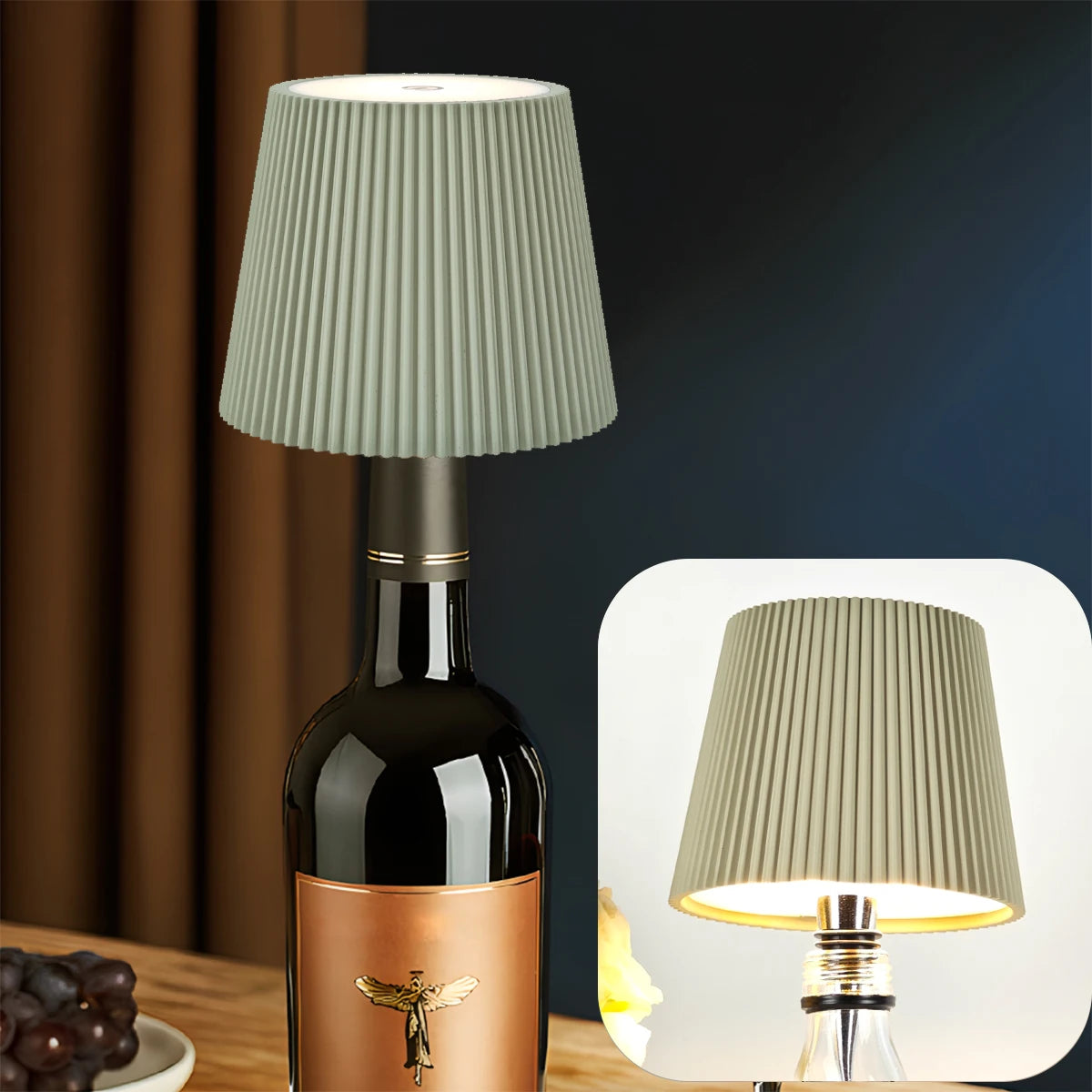 Rechargeable LED Wine Bottle Topper Lamp – Touch Control, 3 Dimmable Light Modes