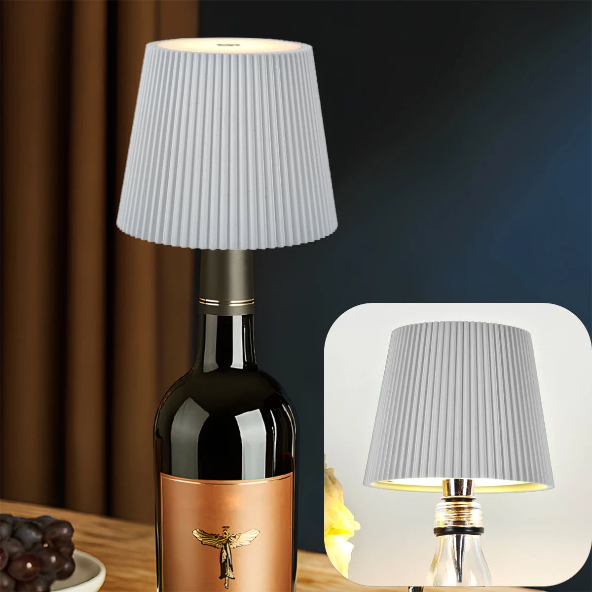 Rechargeable LED Wine Bottle Topper Lamp – Touch Control, 3 Dimmable Light Modes