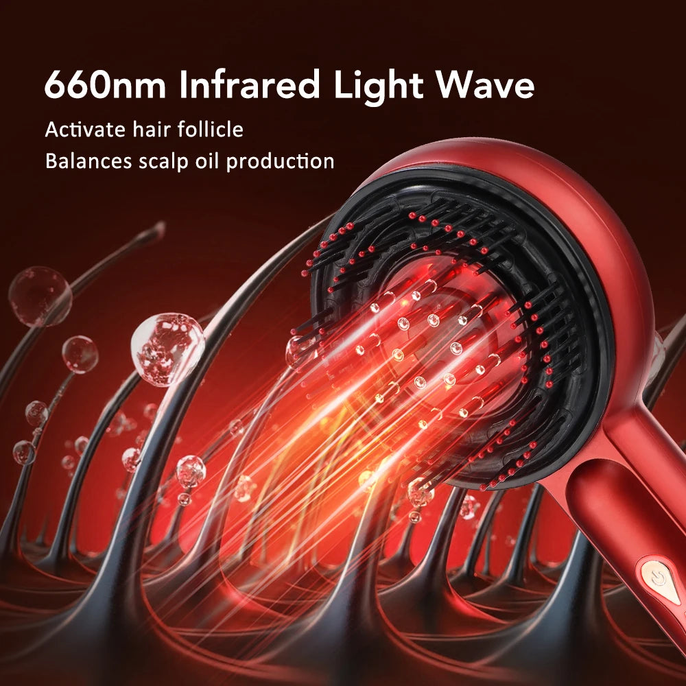 Red Light Scalp Massager Comb with Serum Applicator – 3 Massage Modes, Rechargeable