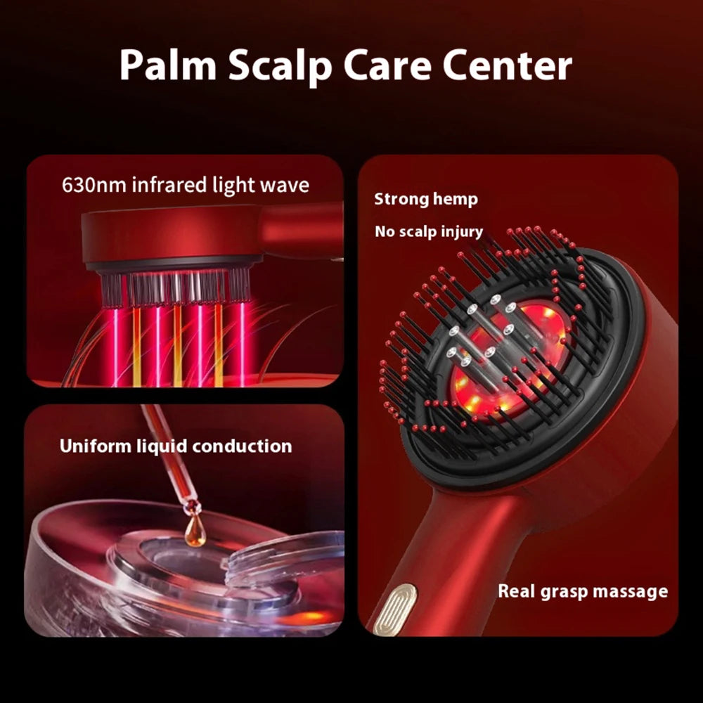 Red Light Scalp Massager Comb with Serum Applicator – 3 Massage Modes, Rechargeable