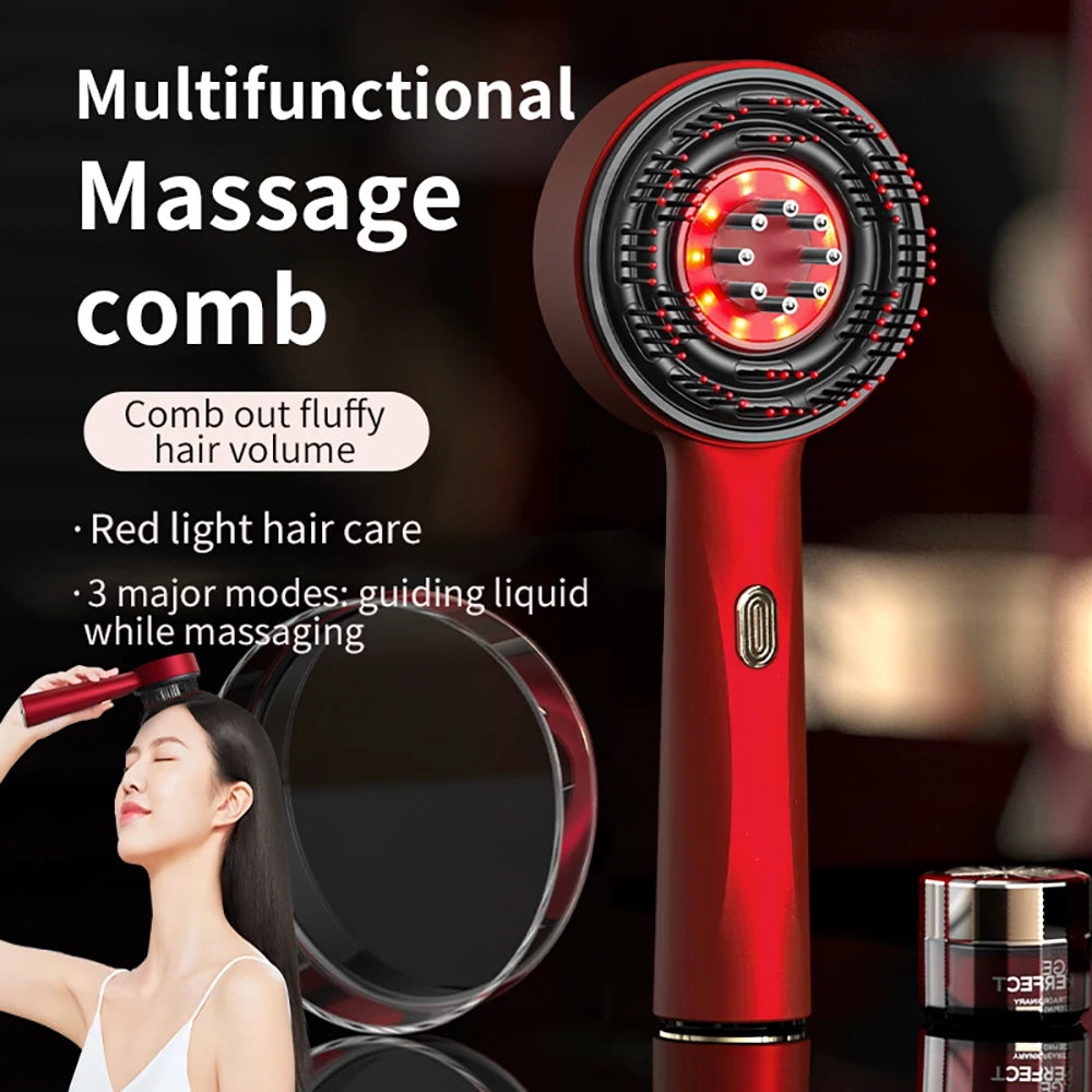 Red Light Scalp Massager Comb with Serum Applicator – 3 Massage Modes, Rechargeable