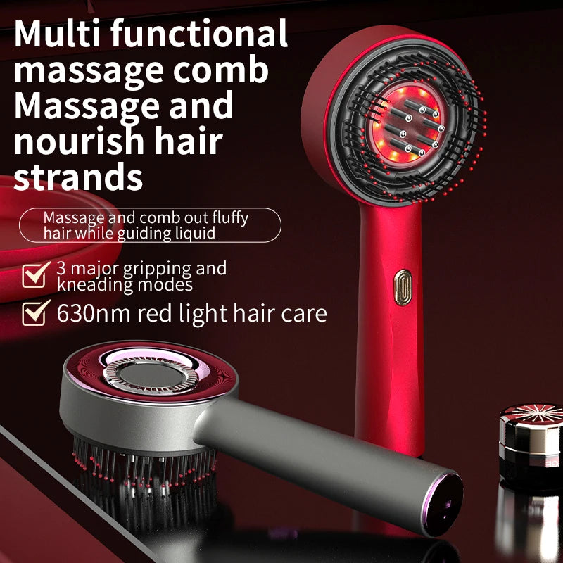 Red Light Scalp Massager Comb with Serum Applicator – 3 Massage Modes, Rechargeable