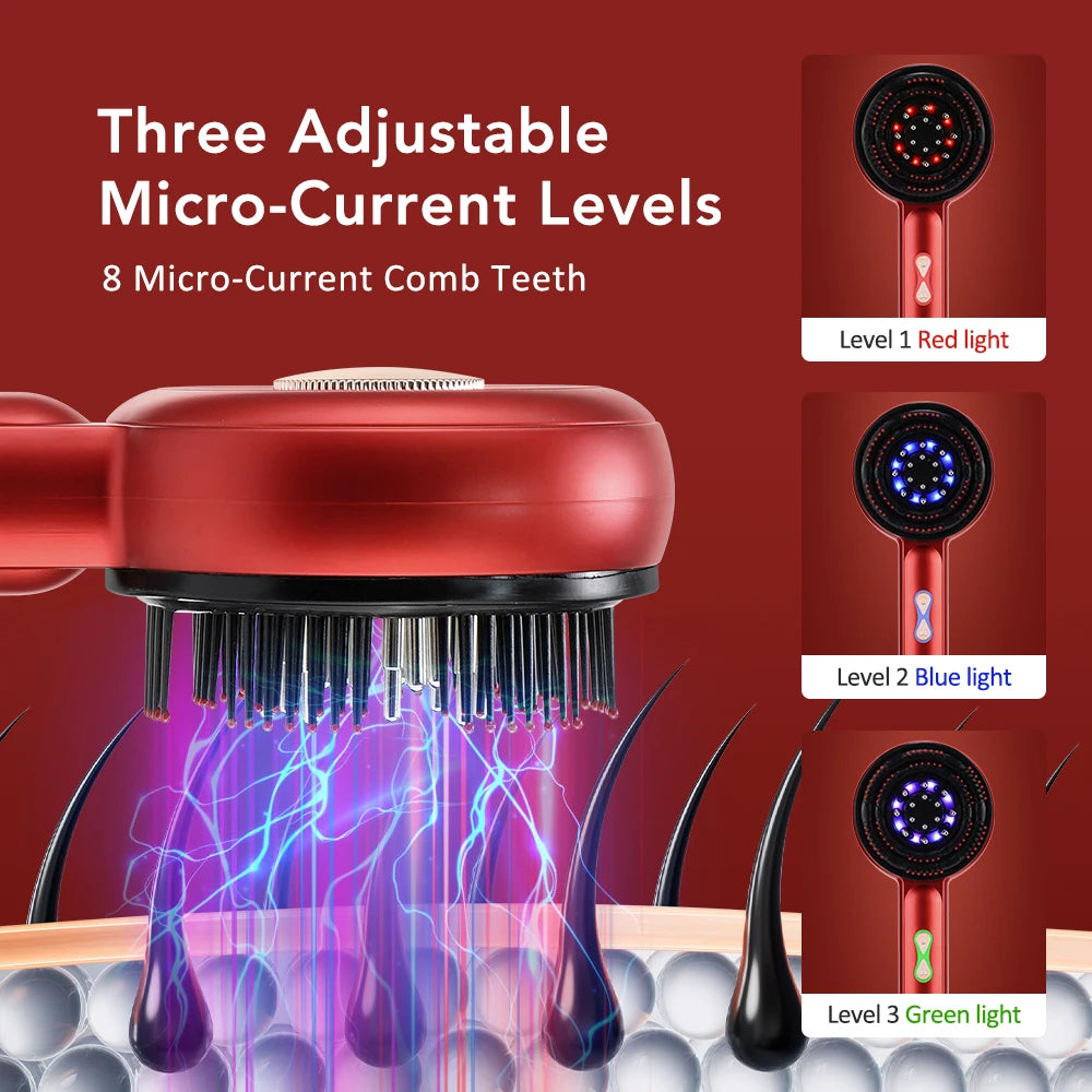Red Light Scalp Massager Comb with Serum Applicator – 3 Massage Modes, Rechargeable