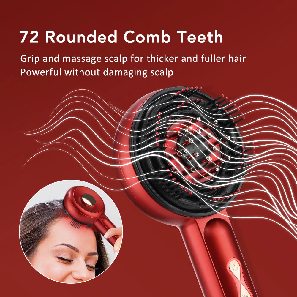 Red Light Scalp Massager Comb with Serum Applicator – 3 Massage Modes, Rechargeable