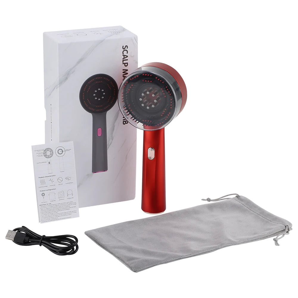 Red Light Scalp Massager Comb with Serum Applicator – 3 Massage Modes, Rechargeable
