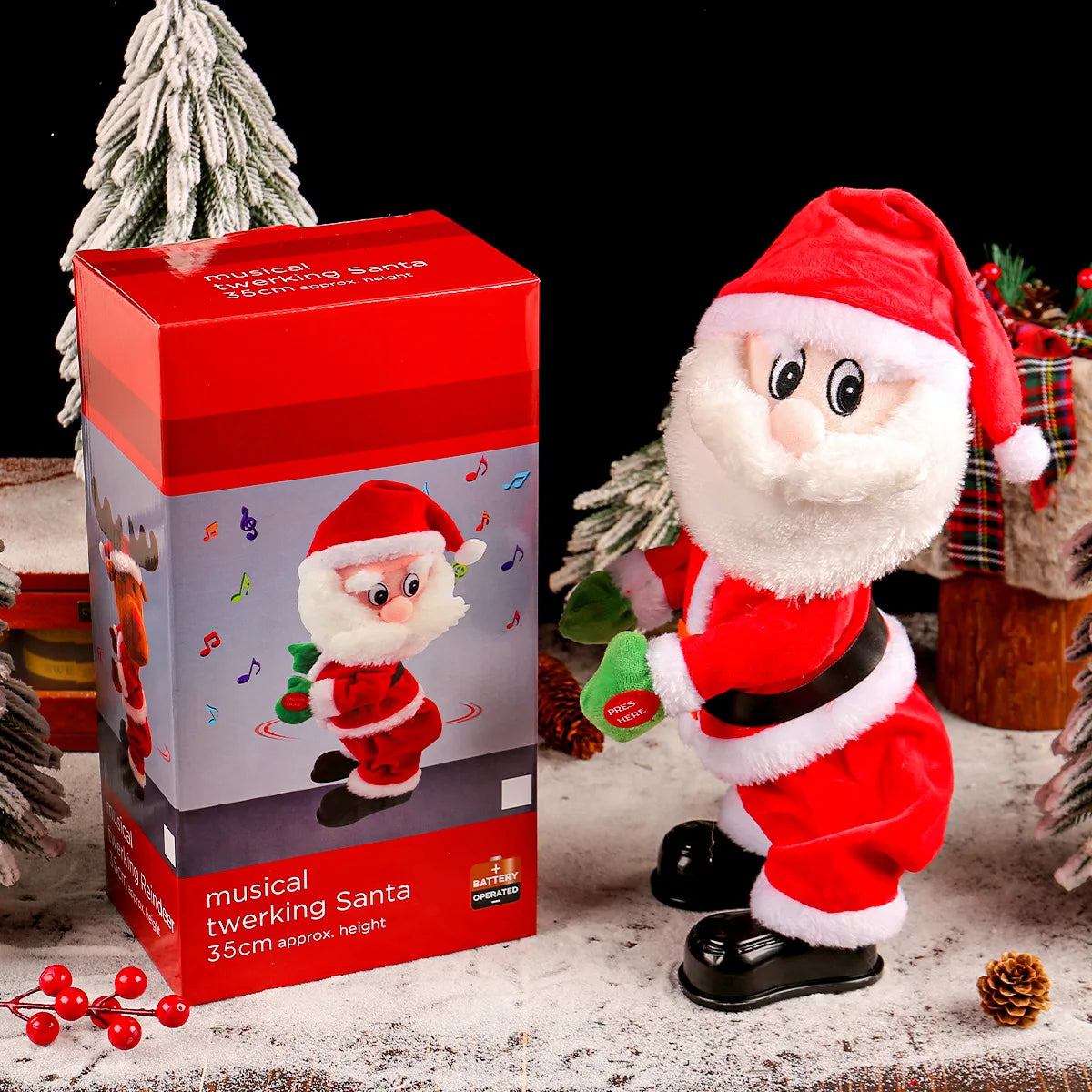 Dancing Twerking Santa Claus – Musical Battery-Powered Christmas Decoration, 35 cm